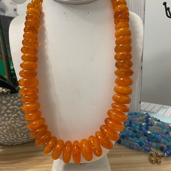 Vibrant Orange Beaded Necklace